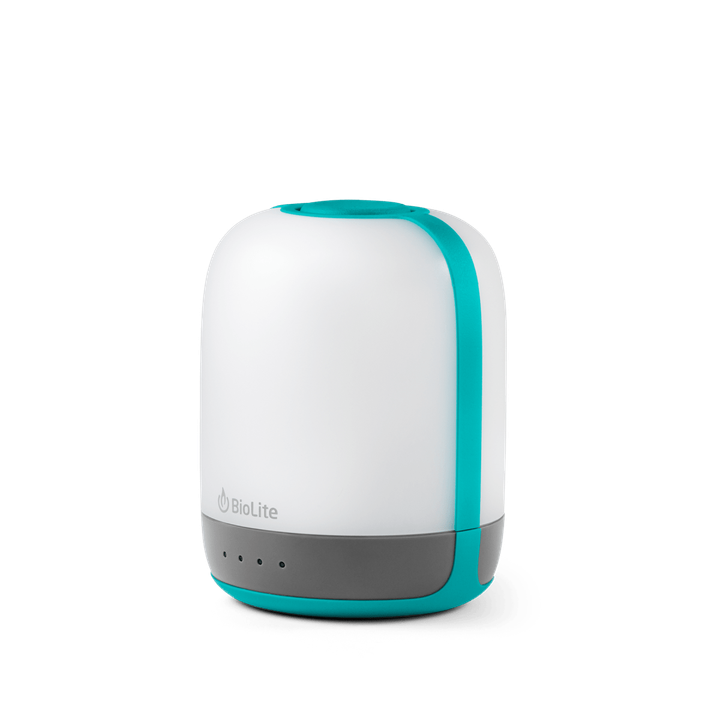 BioLite AlpenGlow 250 rechargeable lantern in teal and white